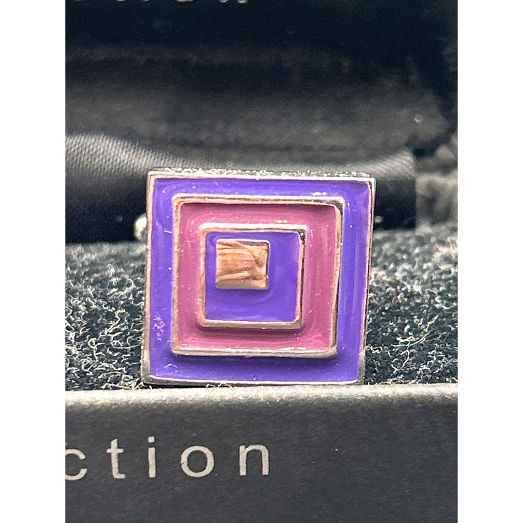 Vintage Milan Collection Cufflinks | Retro Purple Pink Nested Geometric Boxed
