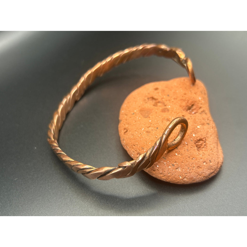 Handmade Copper Bicep Cuff - Twist With Light Flame Kissed Finish Upper Arm