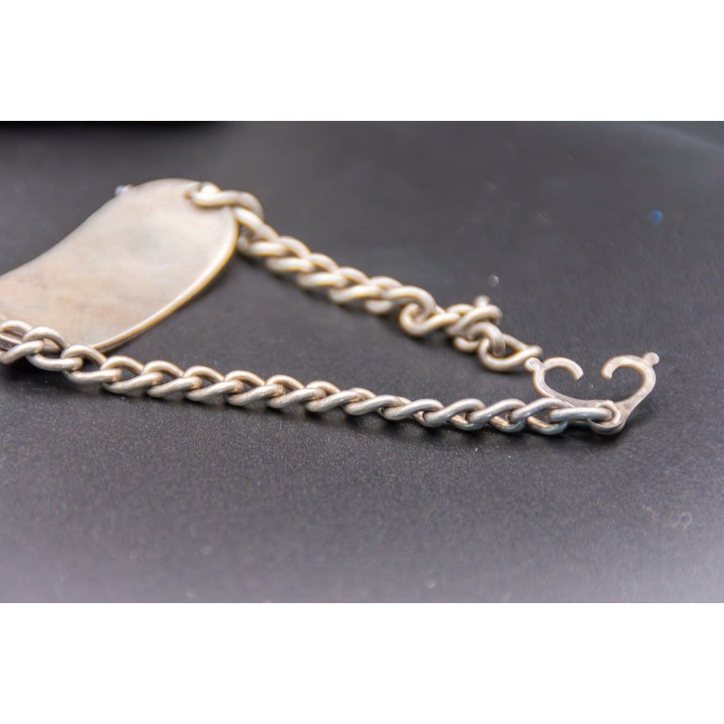 Vintage 1940s ID Bracelet in Sterling Silver - Size 6.75 Double Hook Clasp 20.3g