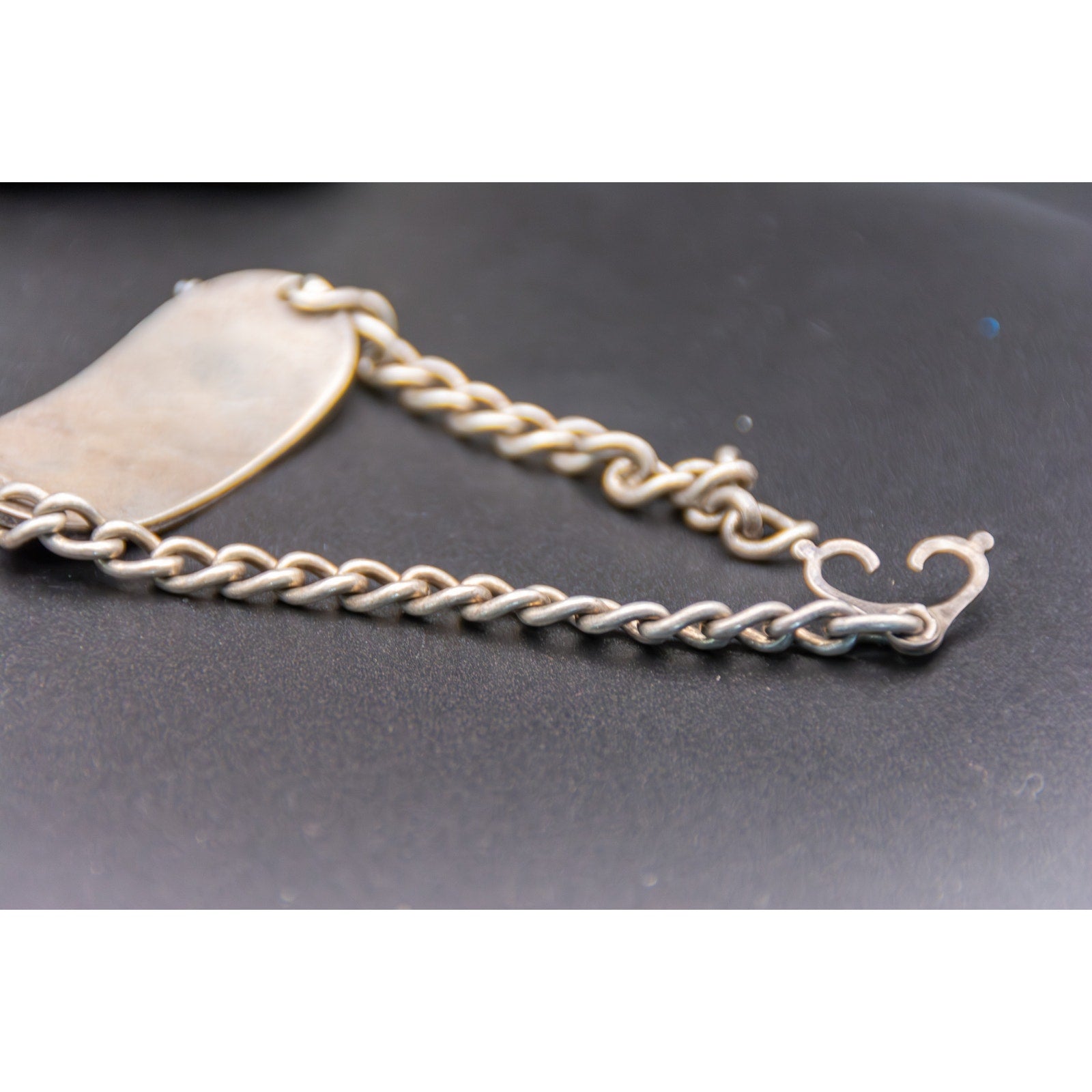 Vintage 1940s ID Bracelet in Sterling Silver - Size 6.75 Double Hook Clasp 20.3g