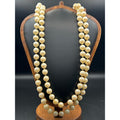 Vintage Long Double Strand Faux Pearl Necklace | 30" Cream Beads