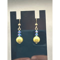 Handmade Olive Green Faux Pearl AB Crystal Bead Drop Dangle Earrings