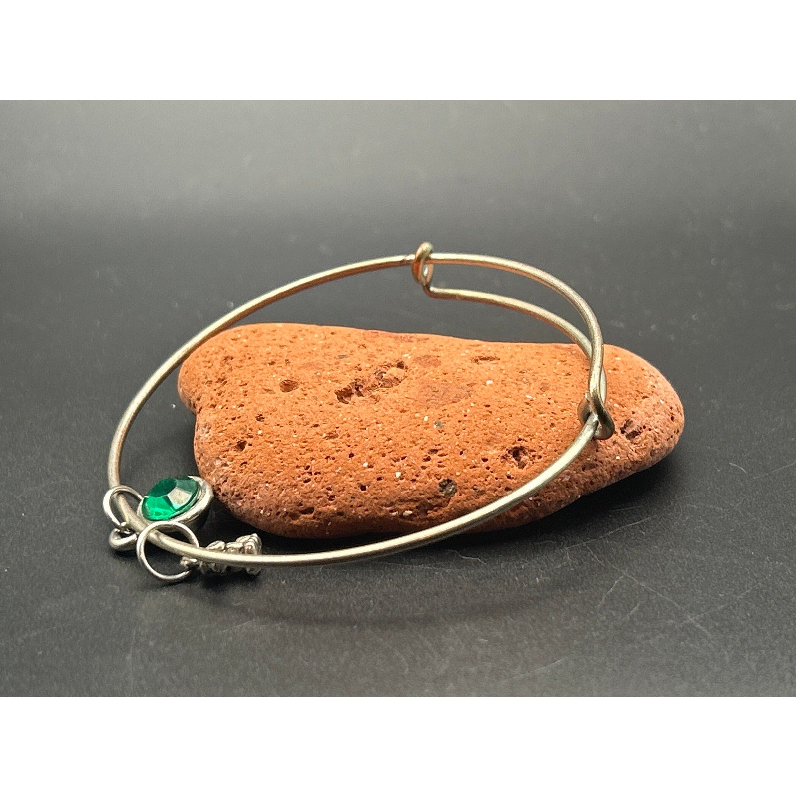 Alex and Ani Silver Tone Charm Bracelet | Emerald Green Poodle Dog