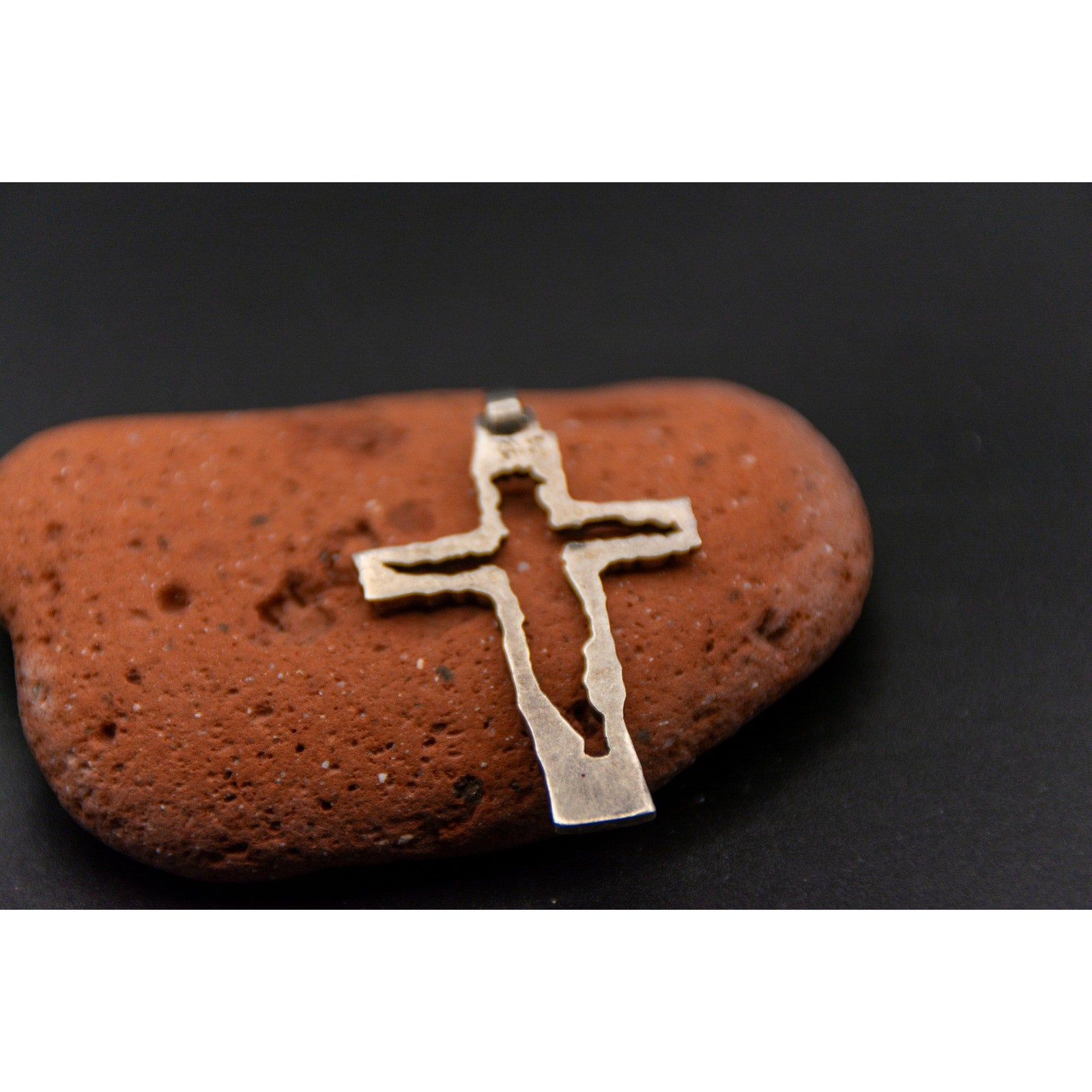 Vintage Cross Cut Out Jesus - Handmade 925 Sterling SIlver