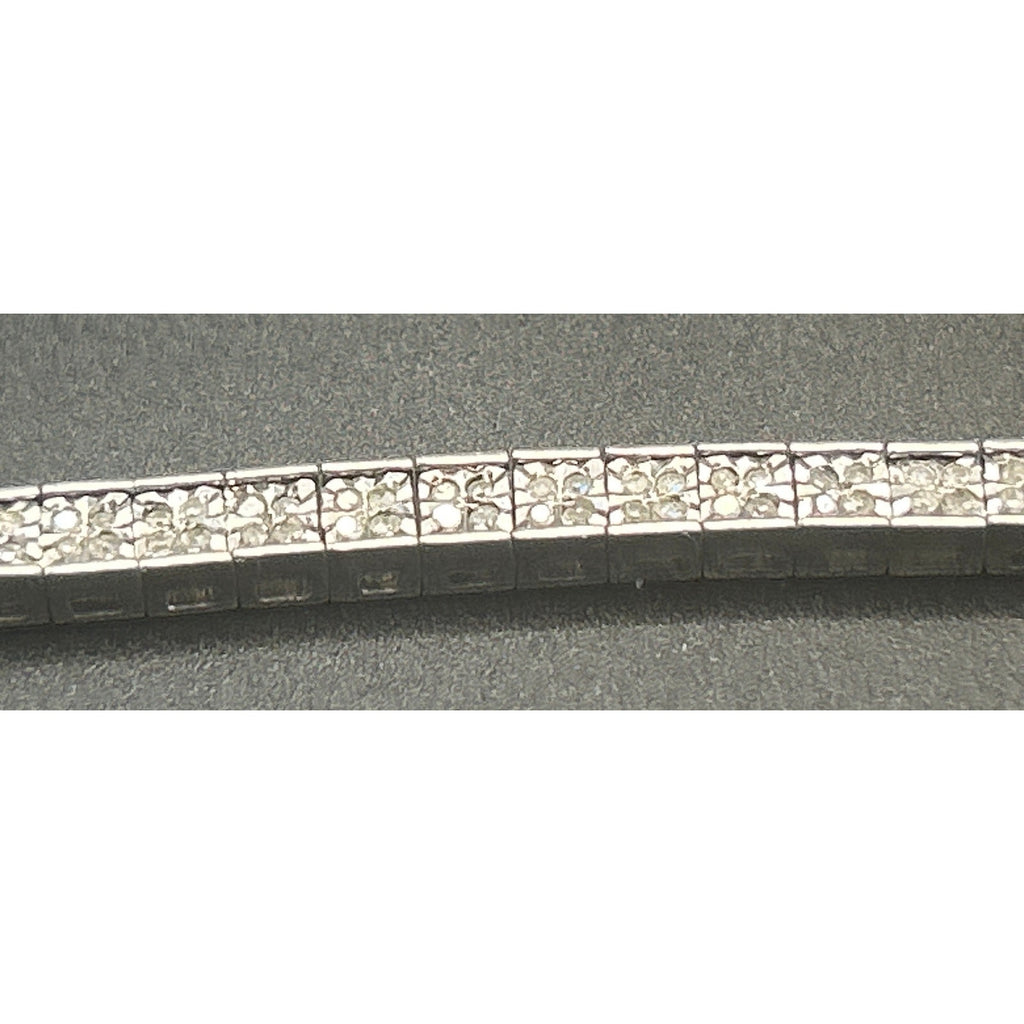 Signed MDJ 925 Sterling Silver Diamond Tennis Bracelet 200+ Diamonds 6.5" Link
