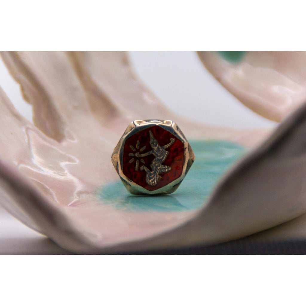 Vintage Siam Sterling Mekhala Niello Cufflinks Goddess Lightning Art Deco Thai pre-1939