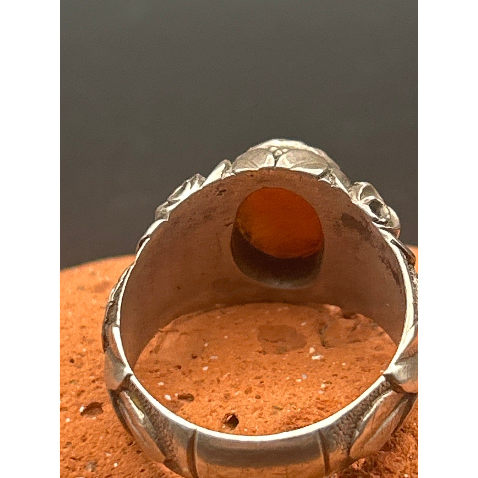 Antique 1920s Carved Shell Cameo Ring 900 Silver Greek Style Profile Size 10.5