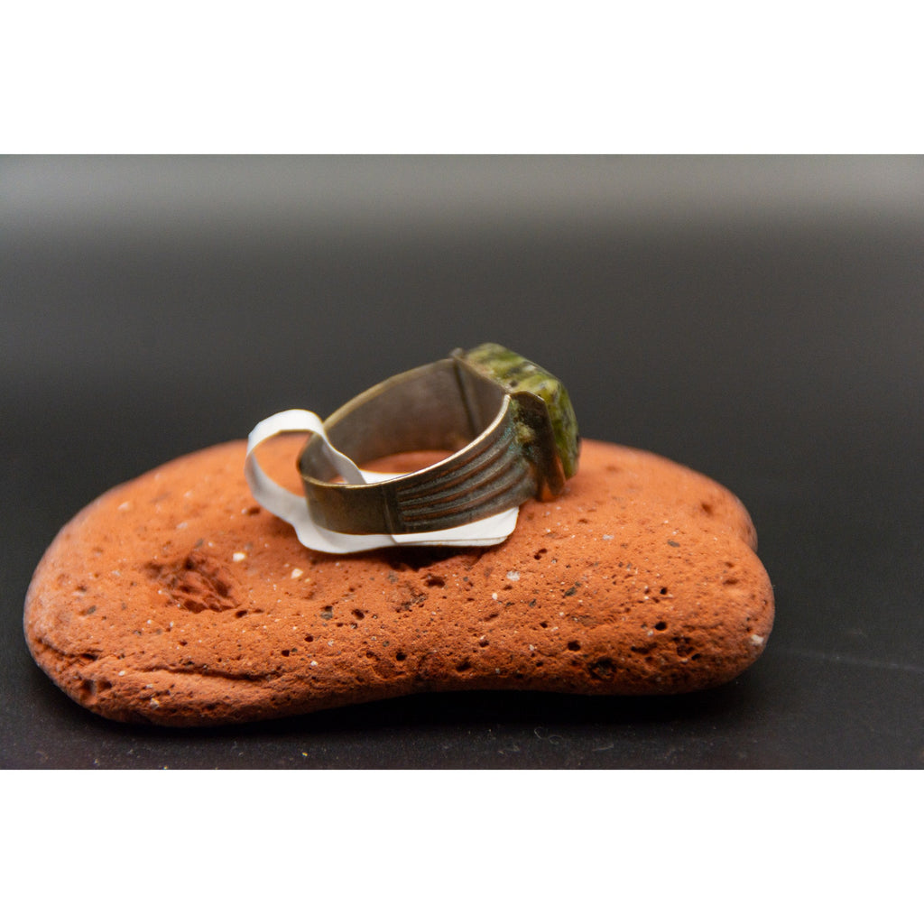 Vintage Green Jade Kochi Afghan Ring - Size 10