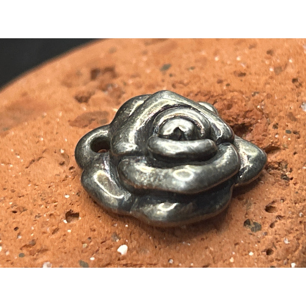 Vintage Sterling Silver Rose Charm Pendant 925 Floral Flower 0.75 x 0.75"