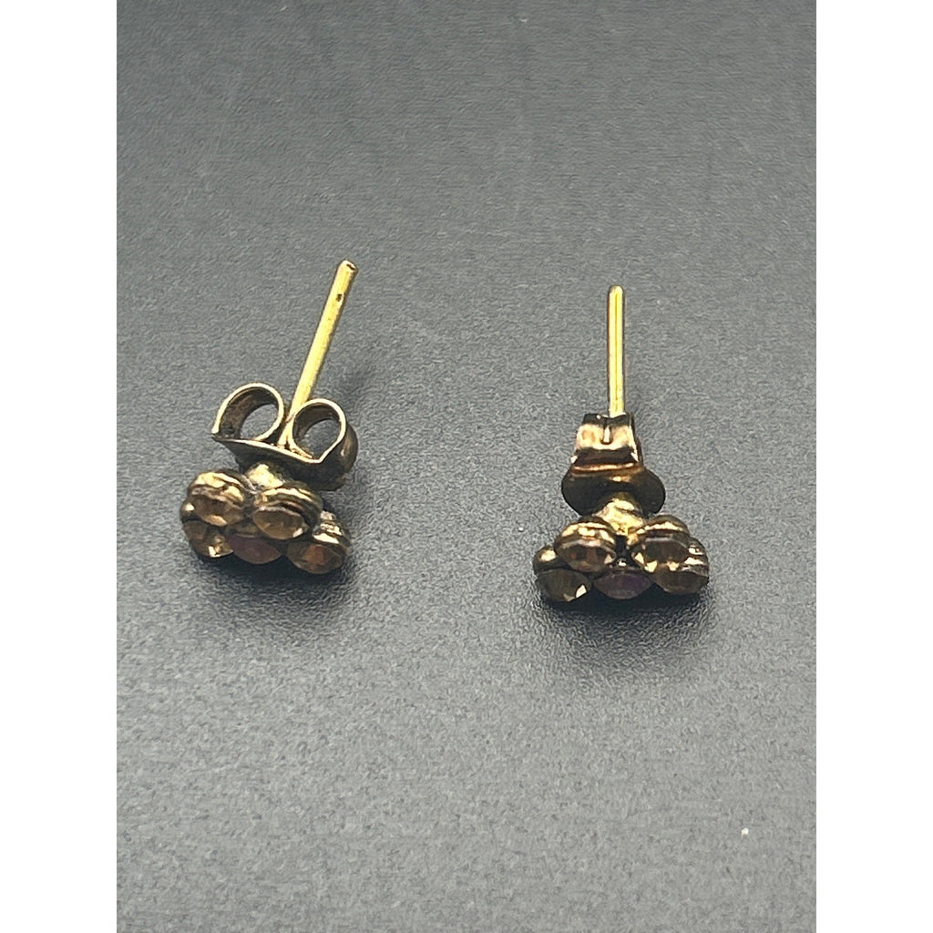 Vintage Gold Tone AB Crystal Cluster Spiral Earrings Iridescent Dangle Drop
