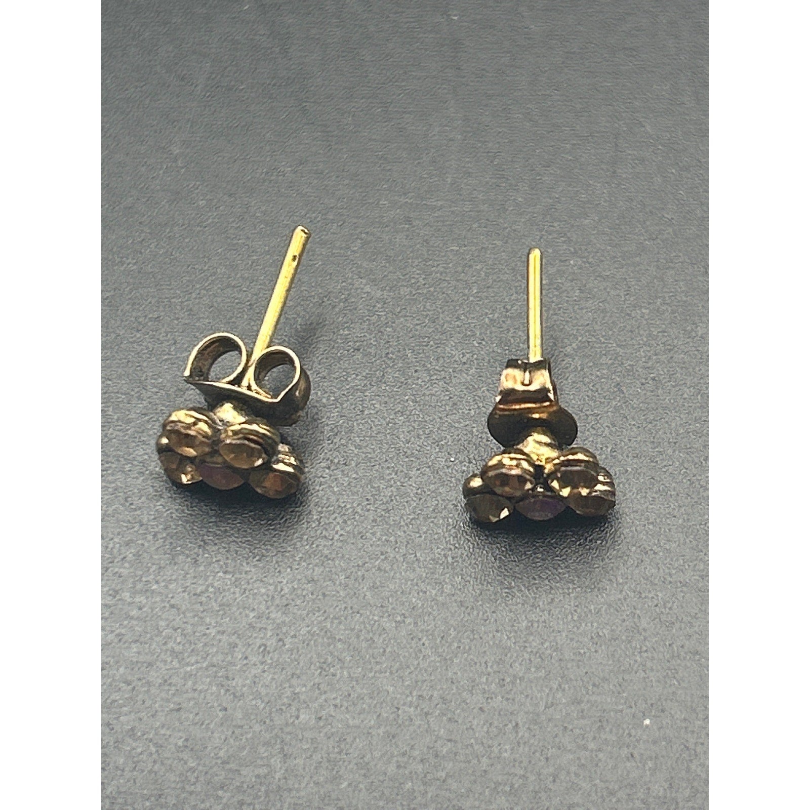 Vintage Gold Tone AB Crystal Cluster Spiral Earrings Iridescent Dangle Drop