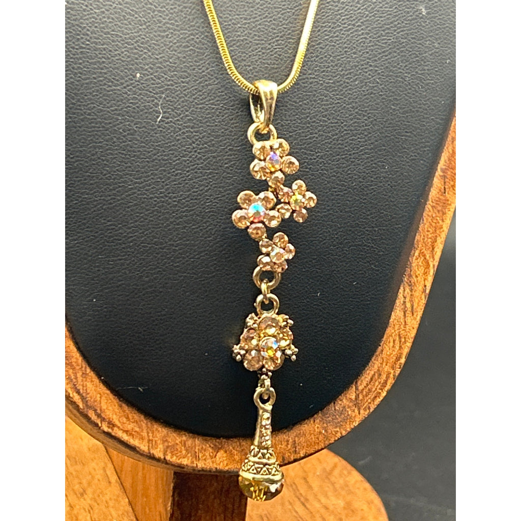 Vintage Clear AB Faceted Crystal Bead Strand Necklace | Aurora Pin
