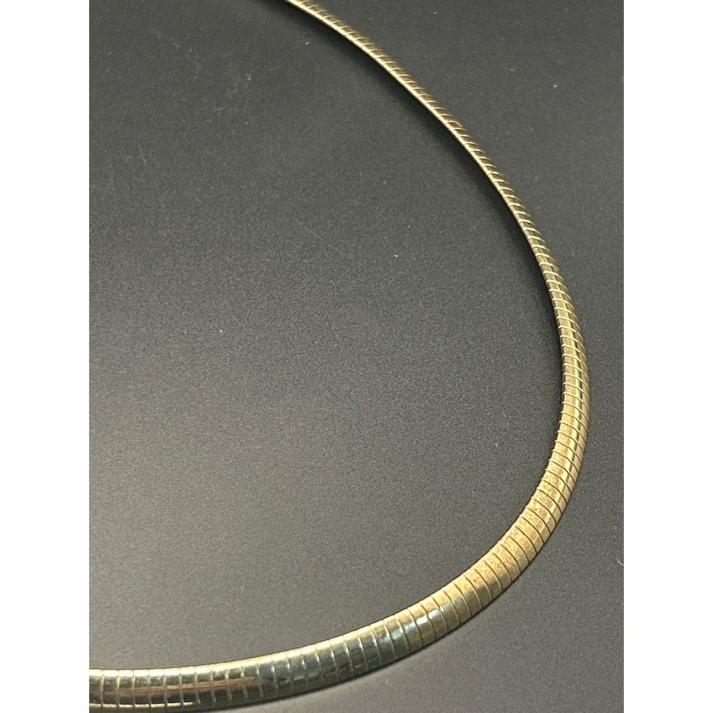 Vintage 80s Gold Tone 17" Omega Chain Necklace Rolled Collar Box Clasp