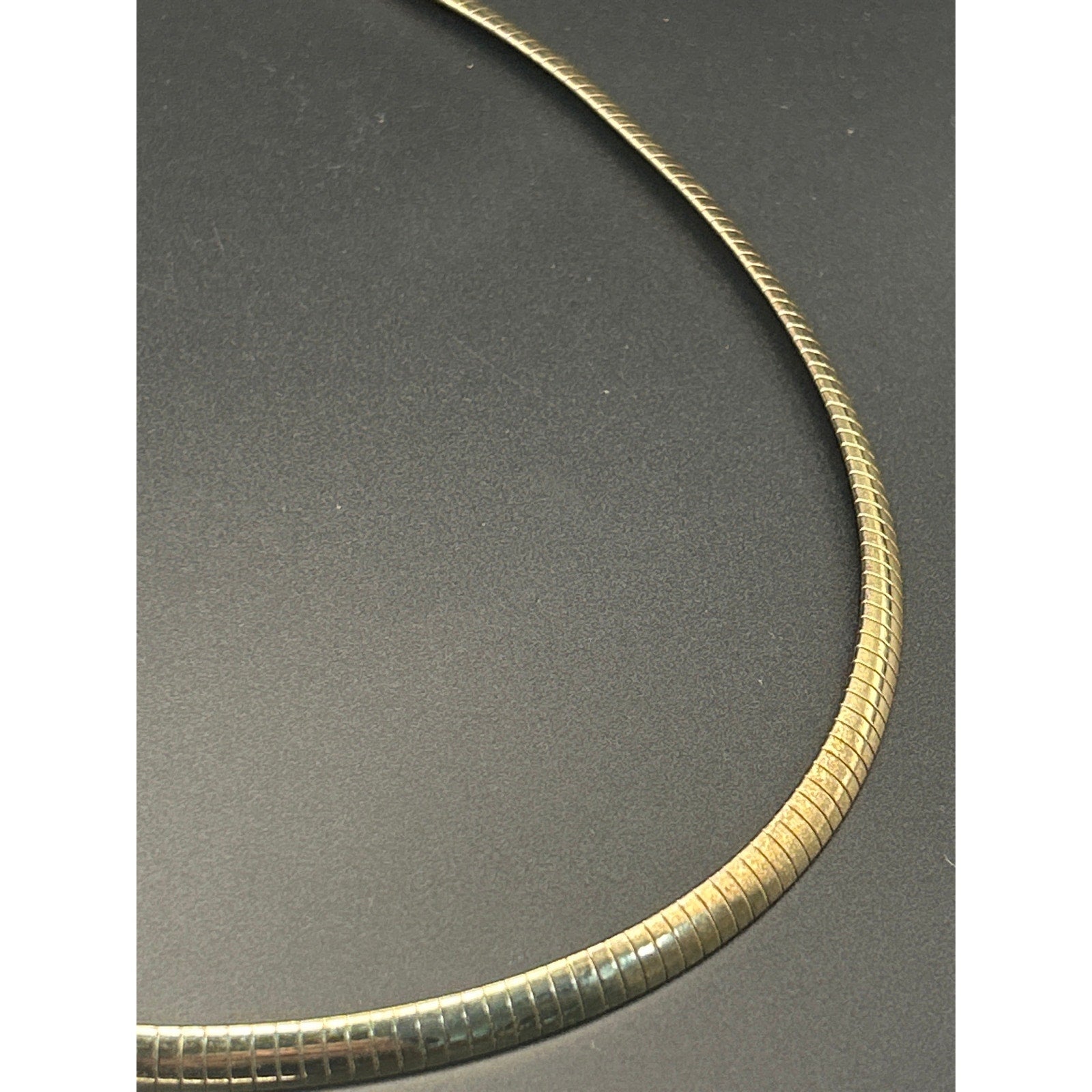 Vintage 80s Gold Tone 17" Omega Chain Necklace Rolled Collar Box Clasp