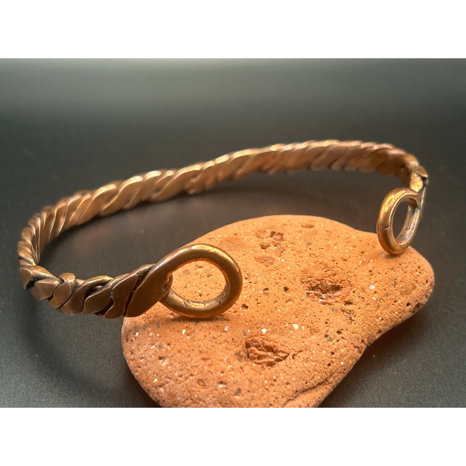 Handmade Copper Bicep Cuff - Twist With Light Flame Kissed Finish Upper Arm