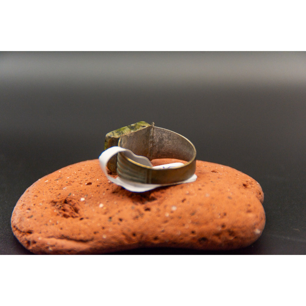 Vintage Green Jade Kochi Afghan Ring - Size 10