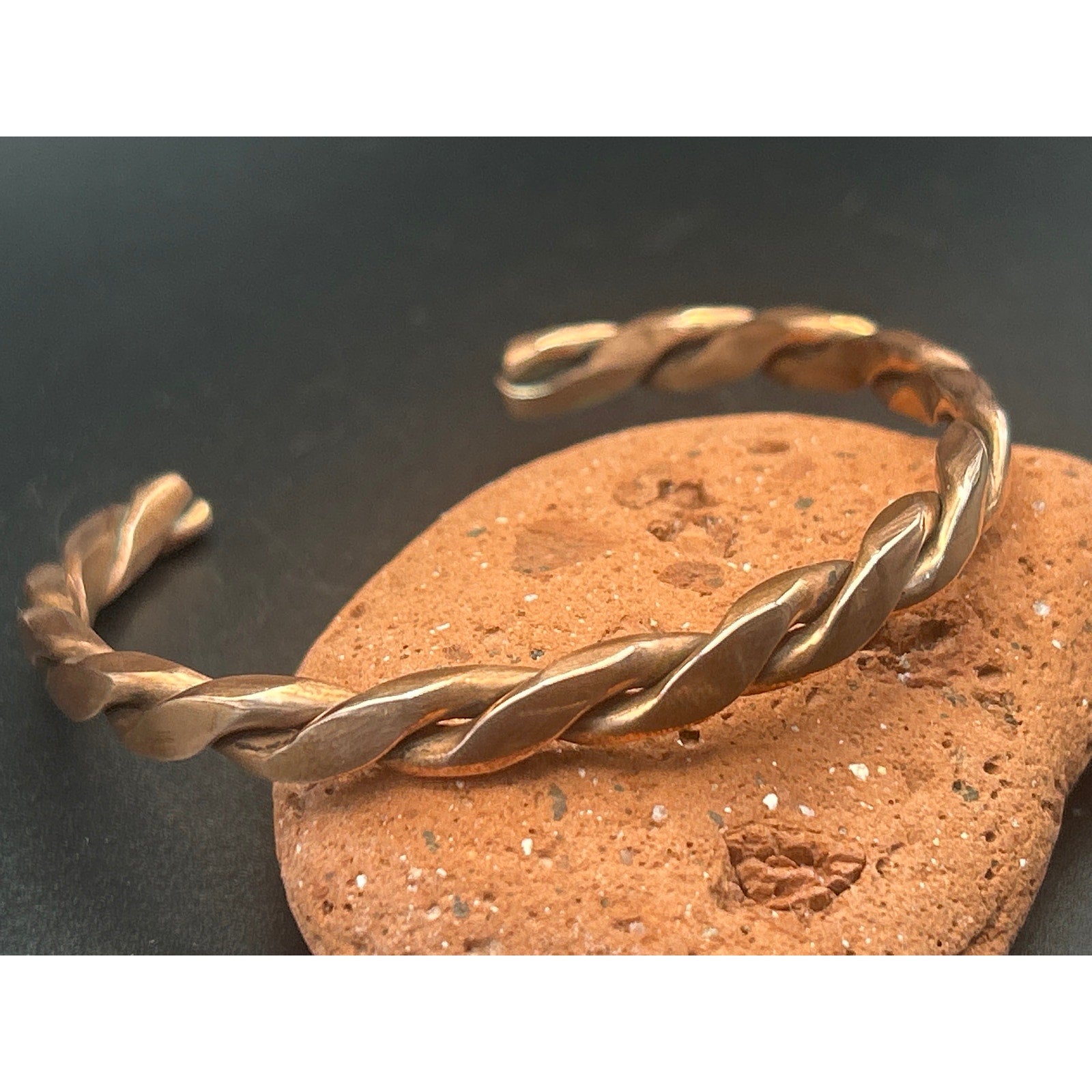 Handmade Copper Twist Bracelet High Polish 6mm Adjustable 7.5" Artisan