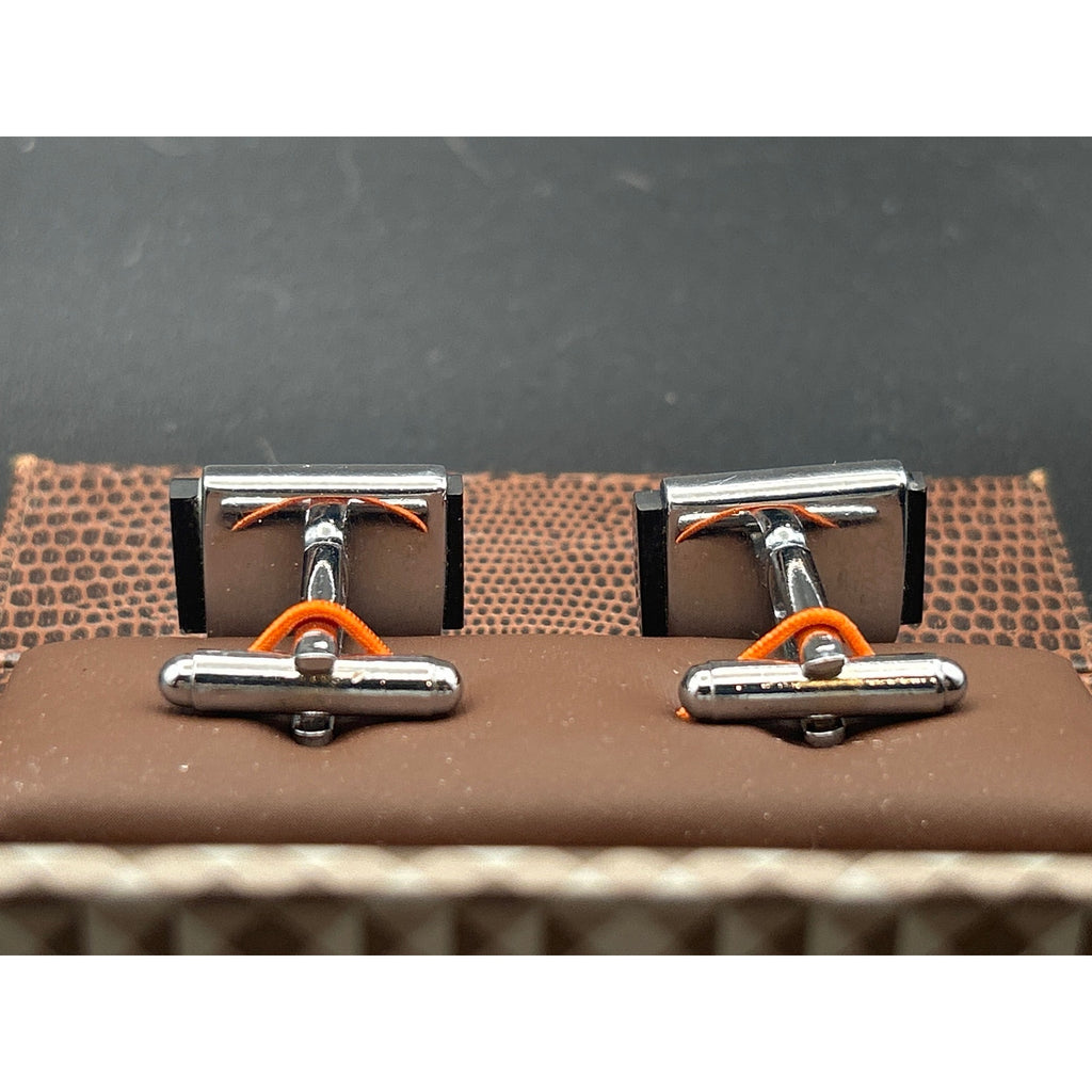 Vintage Mother of Pearl & Black Onyx Cufflinks | Retro Silver Tone Boxed Tux