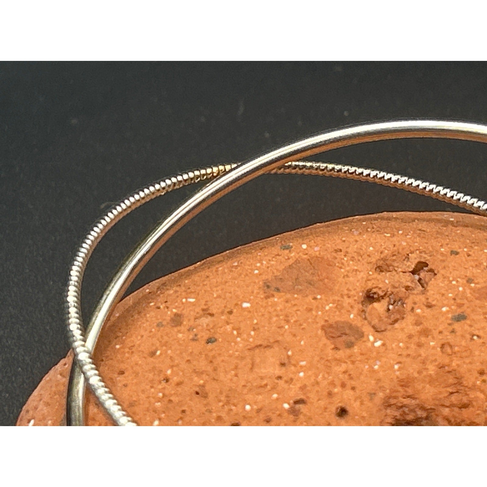 Vintage Silver Tone Coiled & Smooth Wire Crisscross Cuff Bracelet Open Bangle