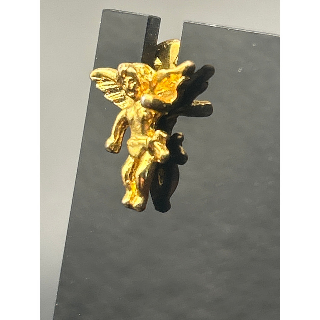 Vintage Gold Toned Cherub Angel Pin Brooch | Retro Celestial Guardian Winged