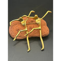 Vintage Modernist Dancing Couple Gold Tone Brooch Matte Polished Pin 3x3"