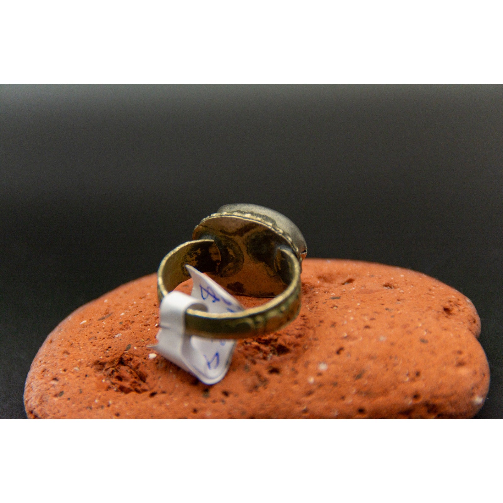 Vintage Afghan Tribal Ring with Red Glass Stone - Size 8.5