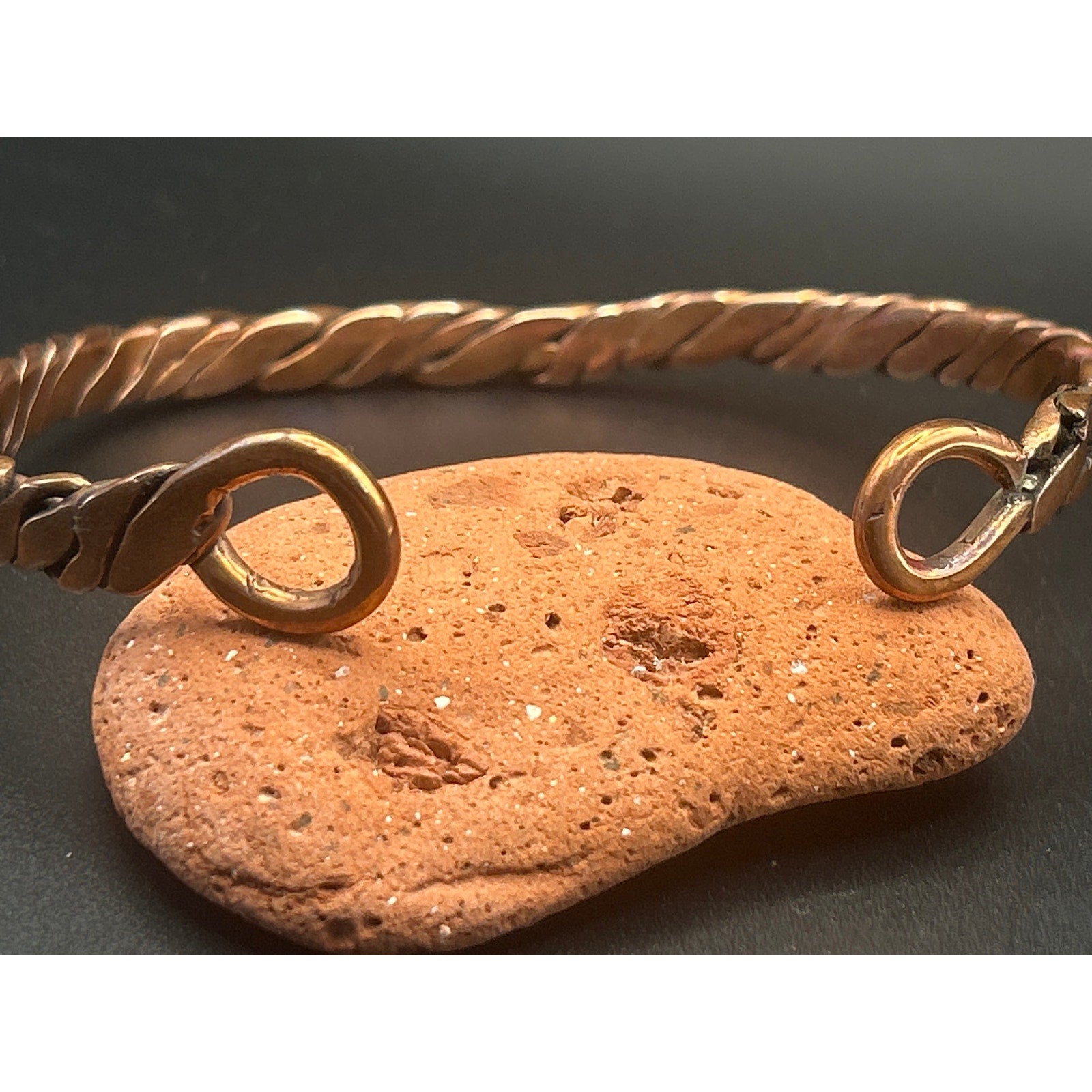 Handmade Copper Bicep Cuff - Twist With Light Flame Kissed Finish Upper Arm