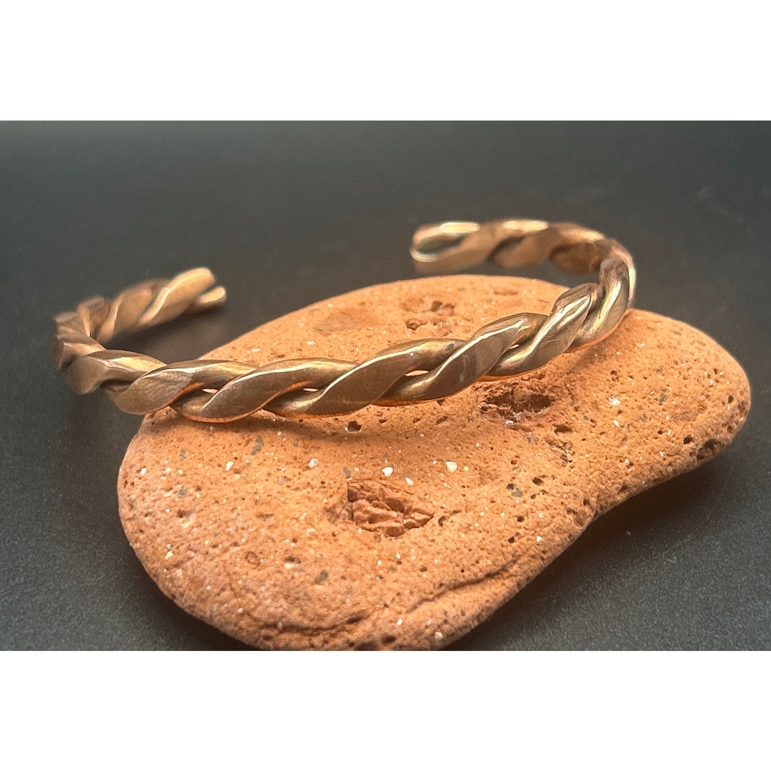 Handmade Copper Twist Bracelet High Polish 6mm Adjustable 7.5" Artisan