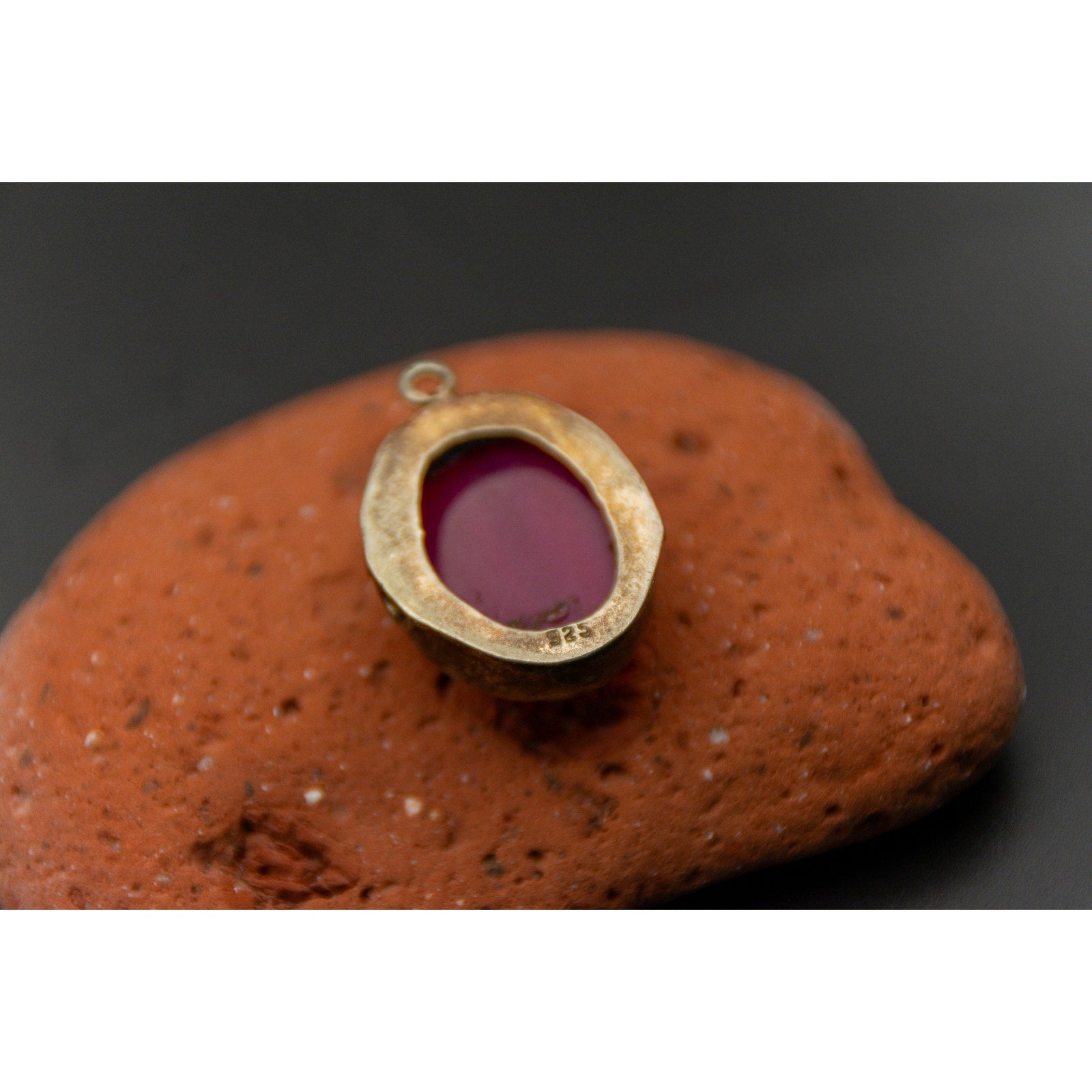 Vintage Pink Agate Pendant with Sterling Silver Bezel - 1" length