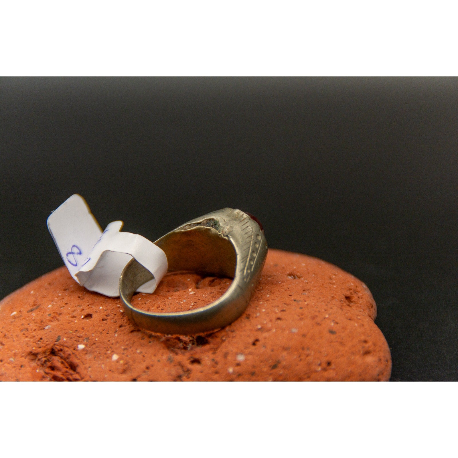 Afghan Kochi Tribal Ring with beautiful red glass stone - size 8