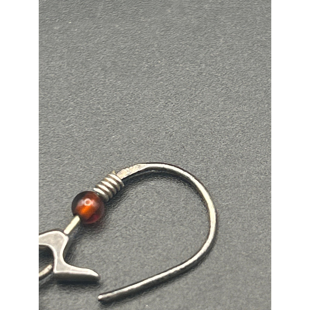 Vintage 925 Sterling Silver Squiggle Earrings | Amber Carnelian Teardrop