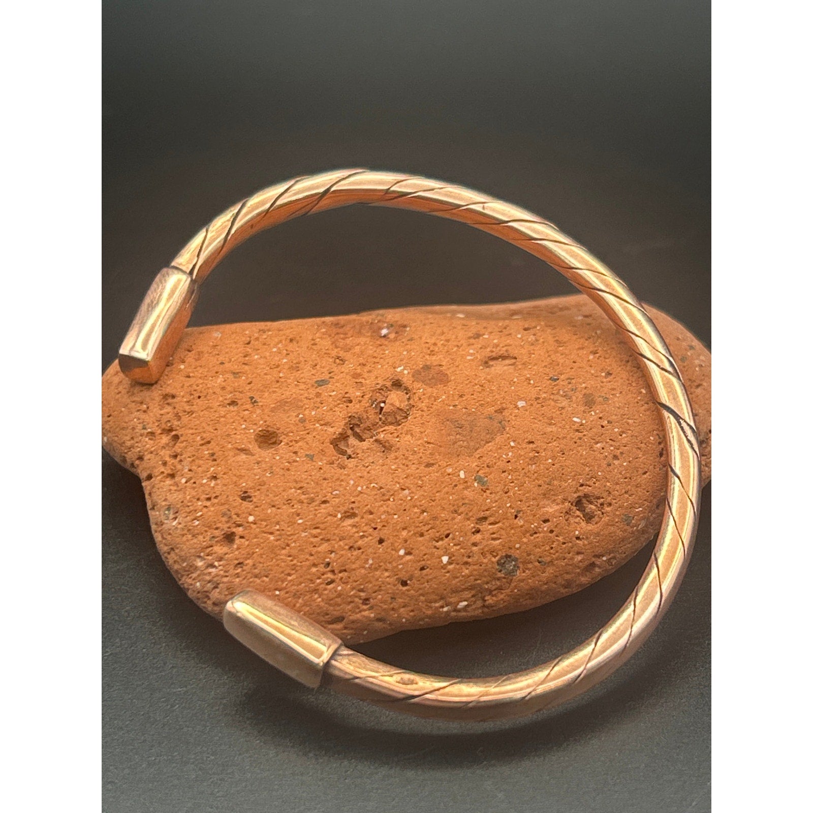 Handmade 3.5mm Squared Copper Twist Bangle Cuff Bracelet Adjustable Artisan Maine