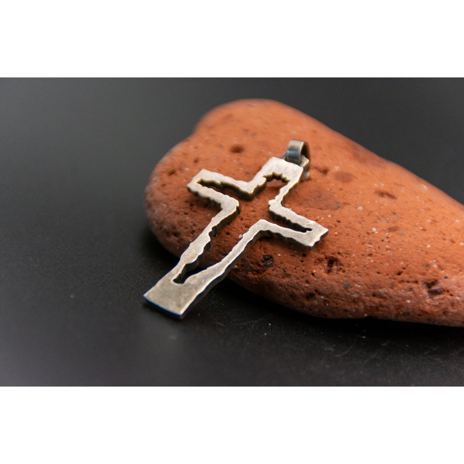 Vintage Cross Cut Out Jesus - Handmade 925 Sterling SIlver