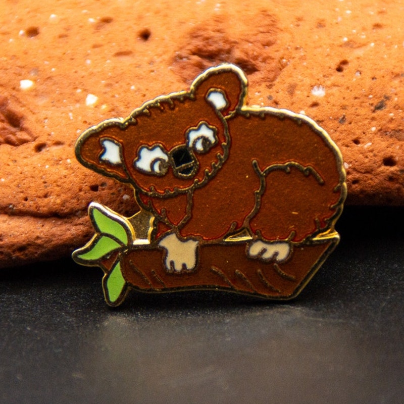 Vtg 90s Amina Taiwan Cute Koala Bear Enamel Lapel Pin Animal Brooch Hat Tie