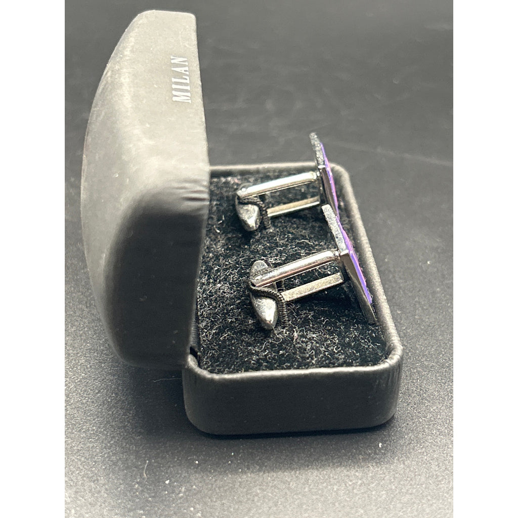 Vintage Milan Collection Cufflinks | Retro Purple Pink Nested Geometric Boxed