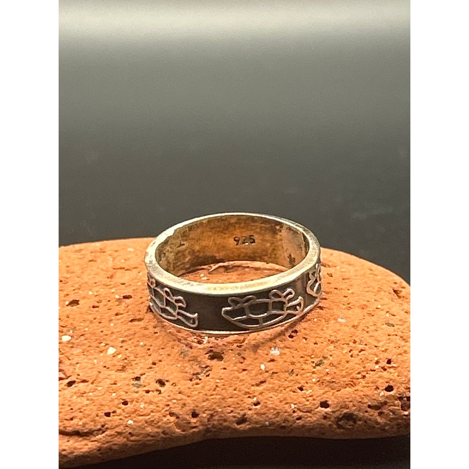 Vintage Taxco TS-90 Sterling Silver 925 Turtle Band Ring Size 9 Mexican Art