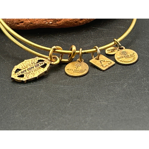 Alex and Ani Rafaelian Gold Bangle Bracelet | Compass Rose Nautical Star Charm