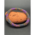 Nepalese Beaded Roll On Bracelet | Handmade Purple Gold Silver Crochet Rope Gift