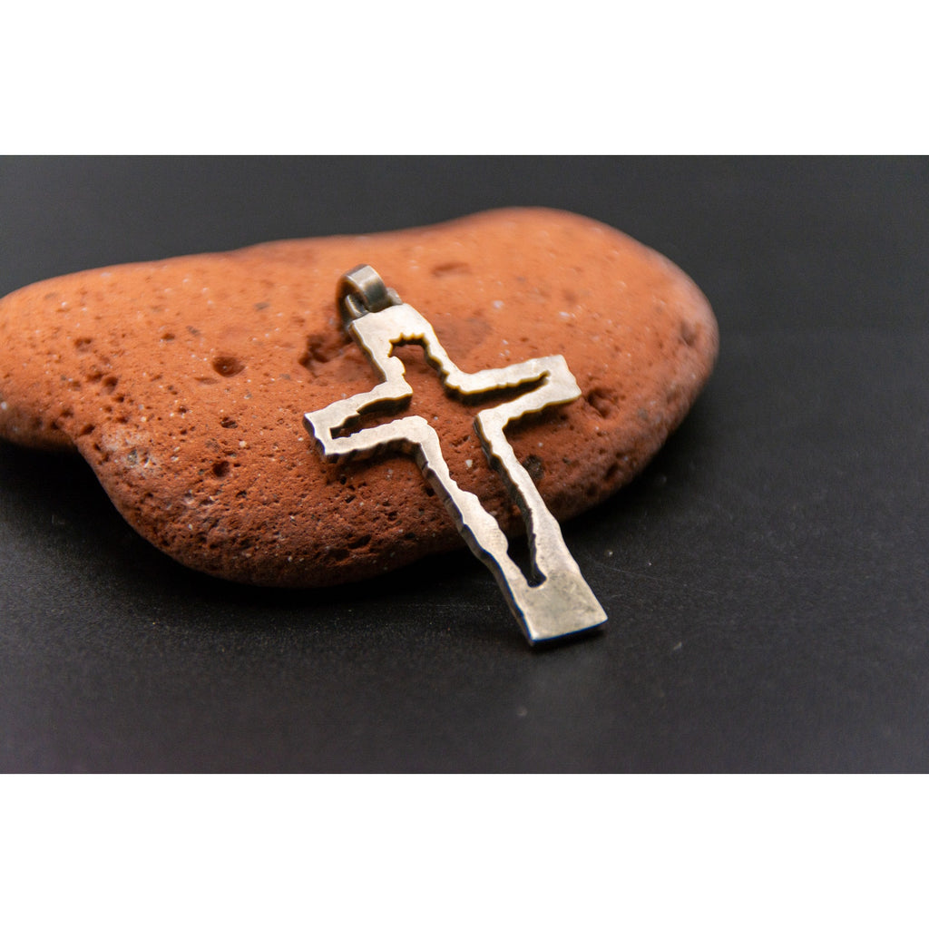 Vintage Cross Cut Out Jesus - Handmade 925 Sterling SIlver