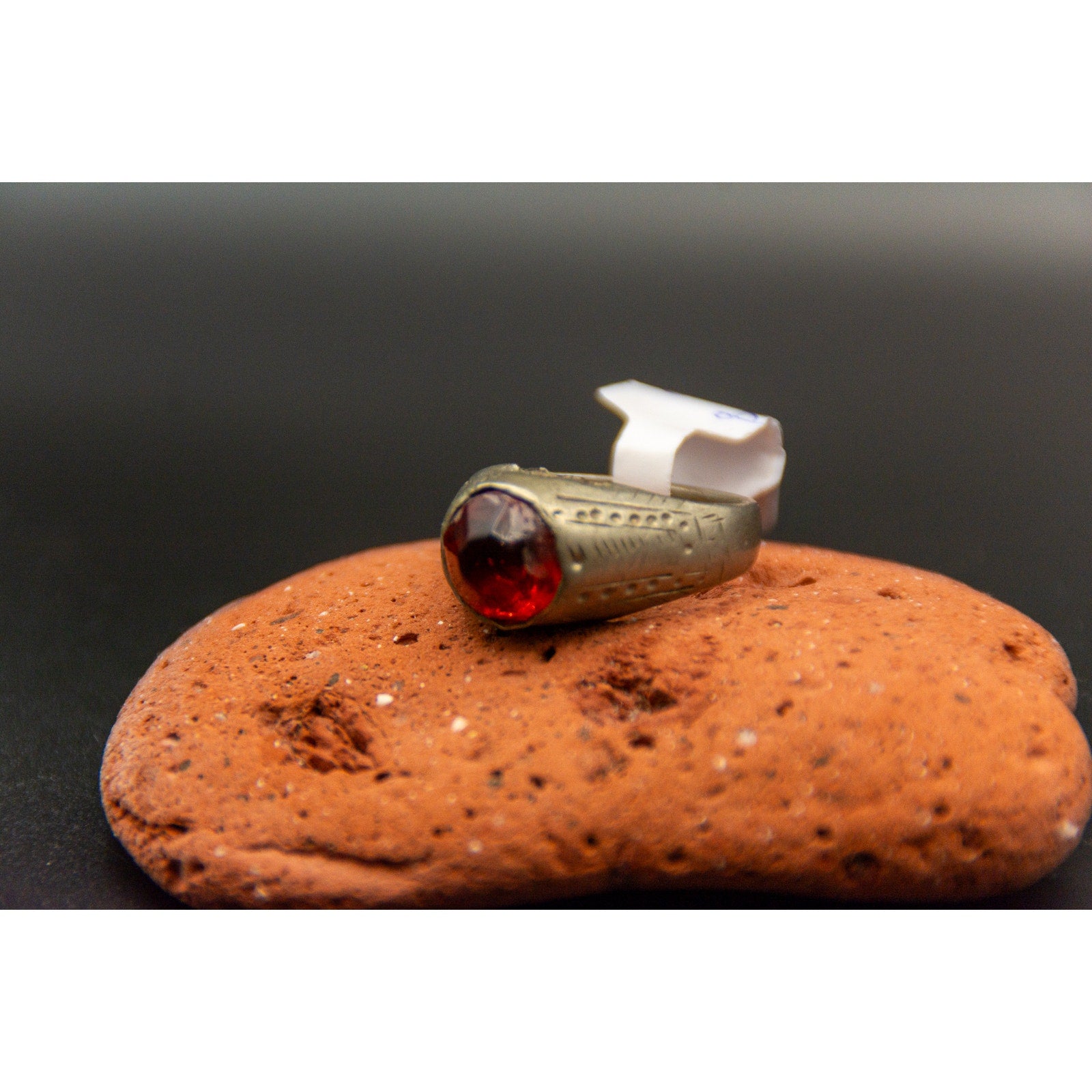 Afghan Kochi Tribal Ring with beautiful red glass stone - size 8