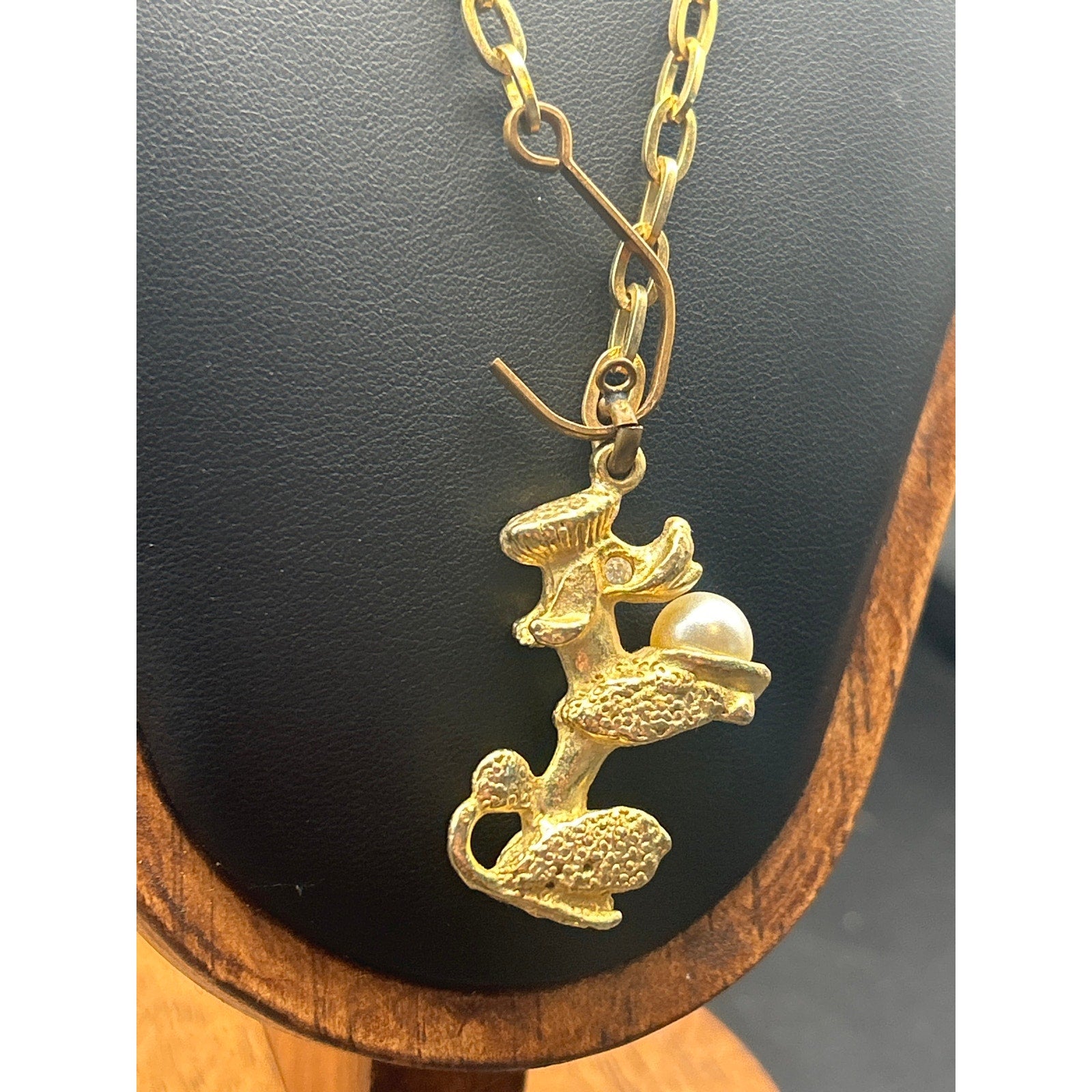 Vintage Gold Tone Poodle Dog Pendant Necklace | 3D Retro Toy Zipper Pull Charm