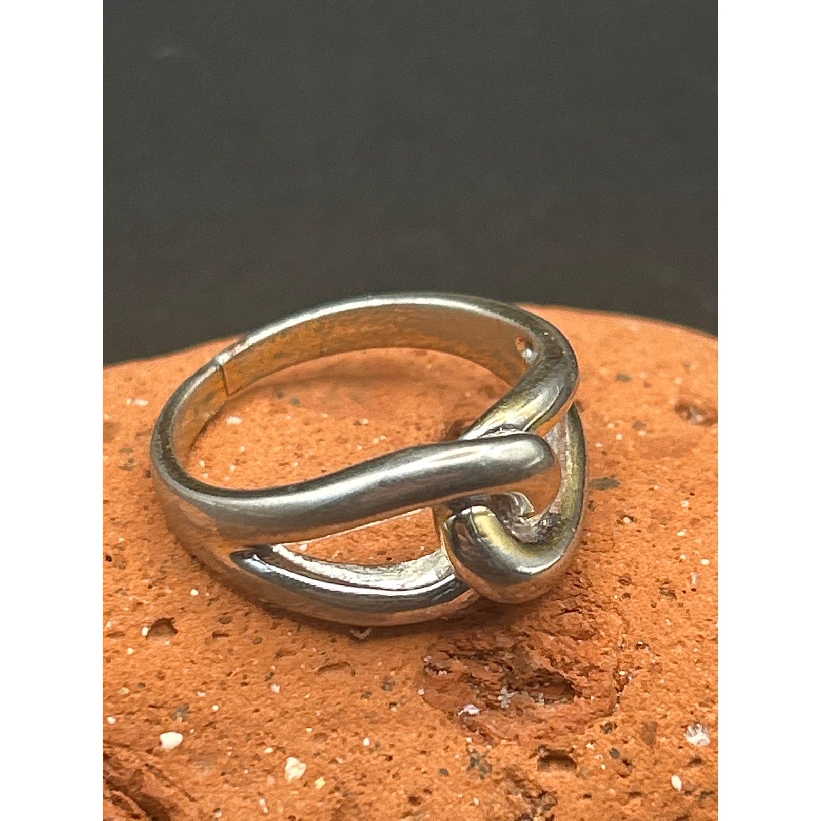 Vintage 90s Silver Tone Knot Ring Size 10 Love Knot Statement Band Minimalist