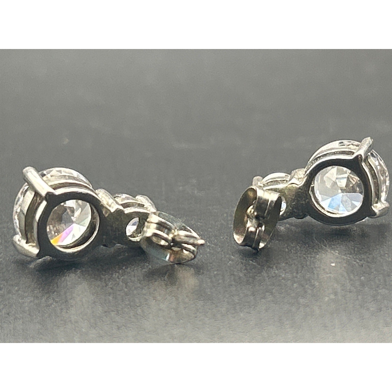 Vintage Clear Crystal Rhinestone Drop Dangle Cluster Earrings
