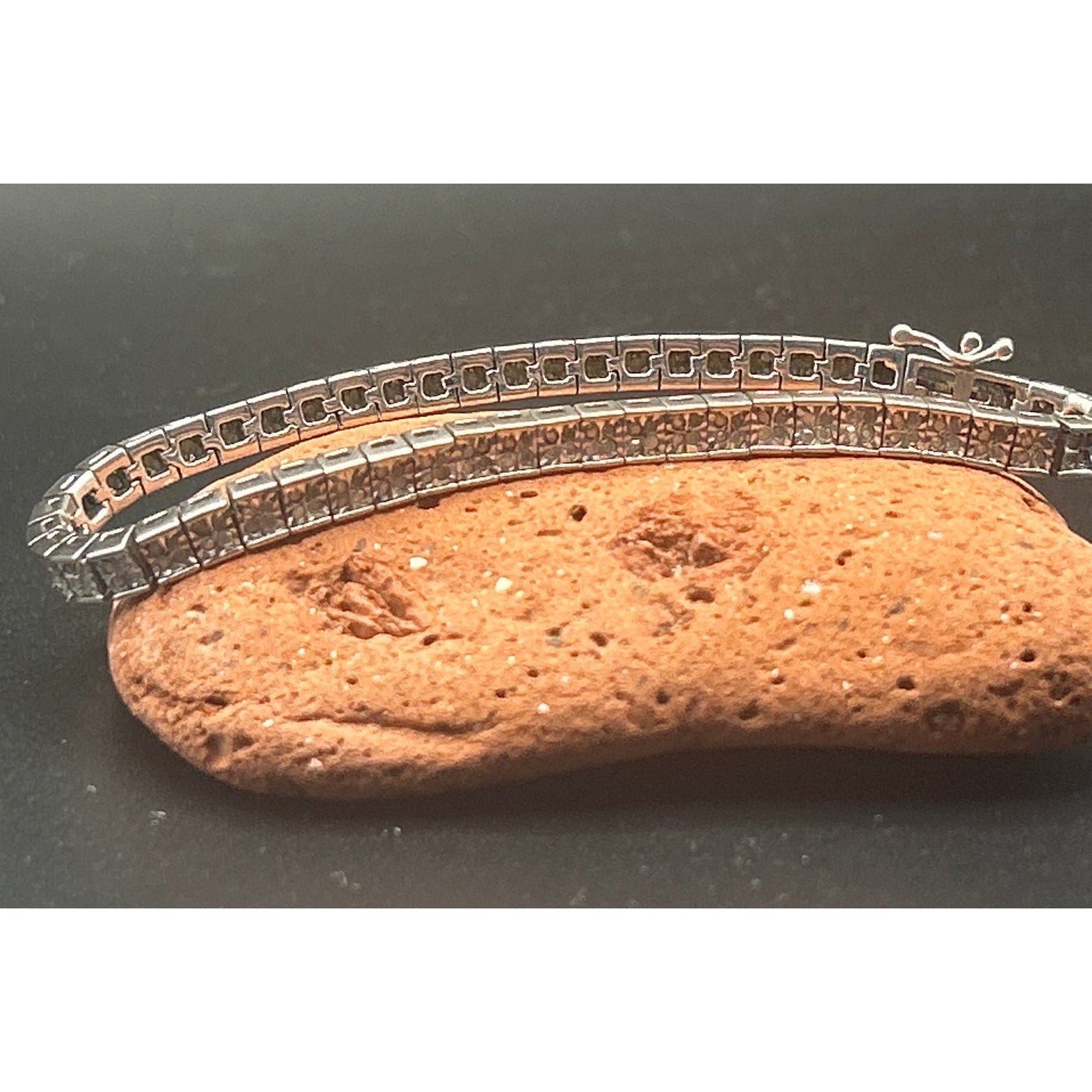 Signed MDJ 925 Sterling Silver Diamond Tennis Bracelet 200+ Diamonds 6.5" Link