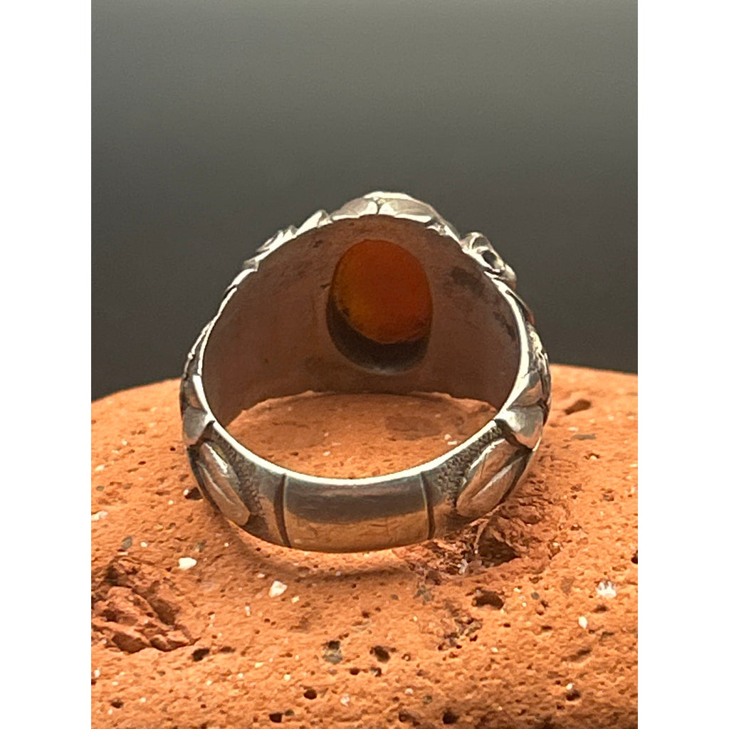 Antique 1920s Carved Shell Cameo Ring 900 Silver Greek Style Profile Size 10.5