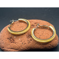 Vintage Gold Hoop Earrings with Shell Inlay | Chunky 1” Boho Creoles