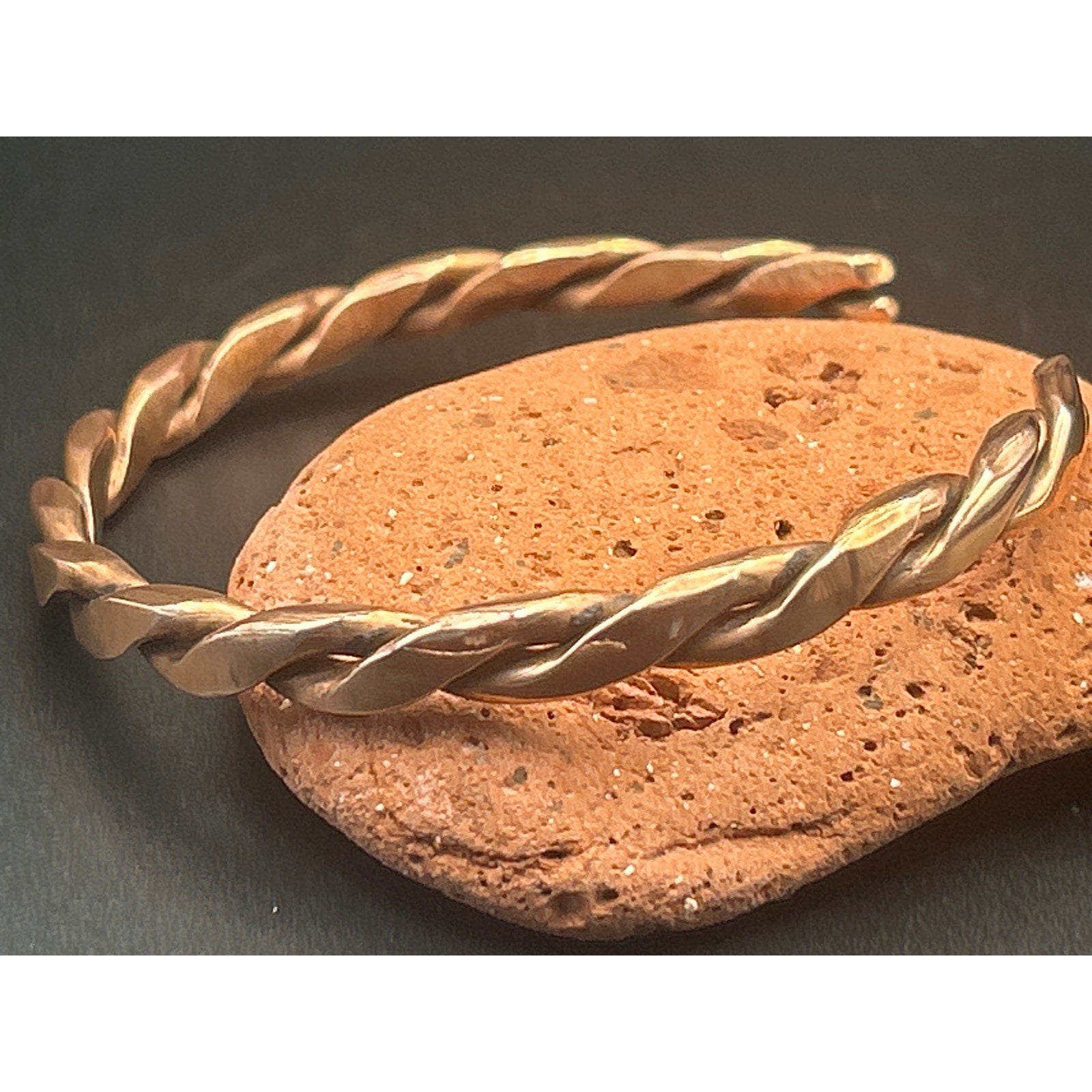 Handmade Copper Twist Bracelet High Polish 6mm Adjustable 7.5" Artisan
