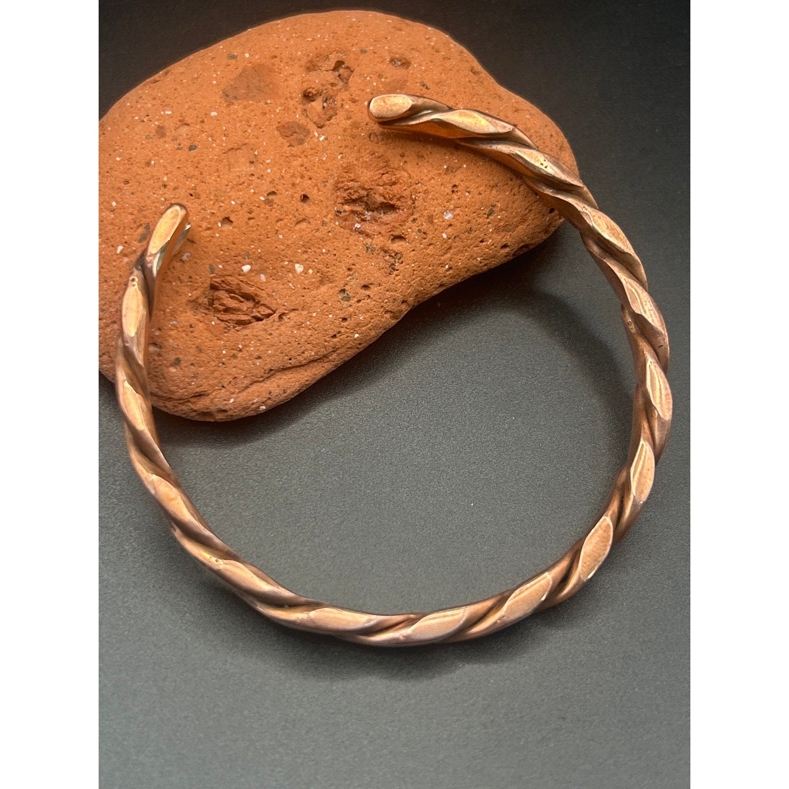 Handmade Copper Twist Bracelet High Polish 6mm Adjustable 7.5" Artisan