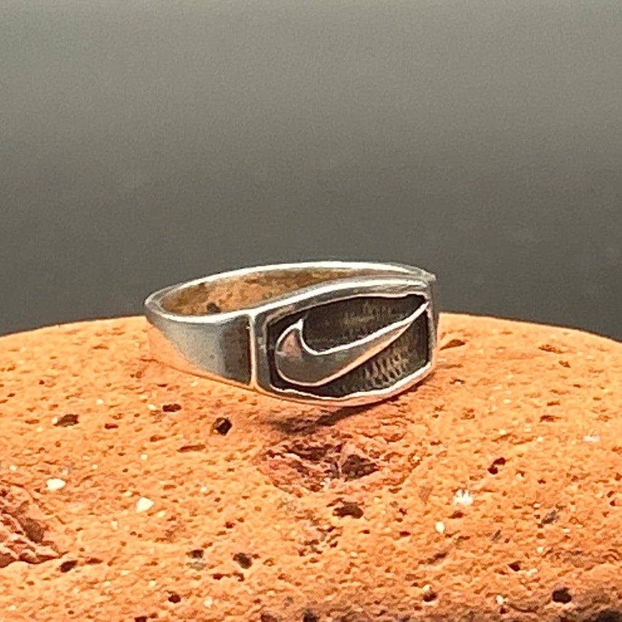 Vintage 90s Sterling Silver Bootleg Nike Swoosh Ring Size 7 Streetwear