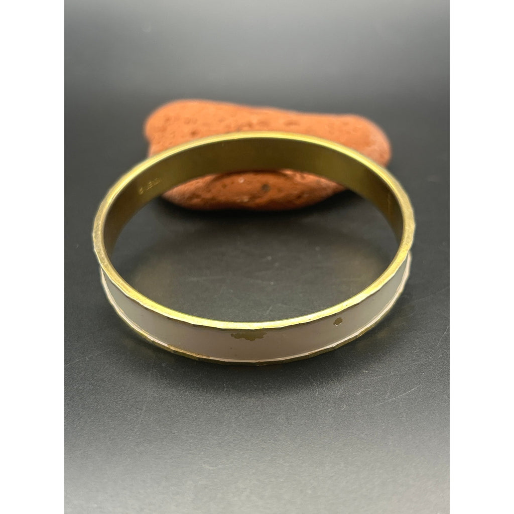 Vintage Monet Gold Tone White Enamel Bangle Bracelet | Retro 1980s Stackable